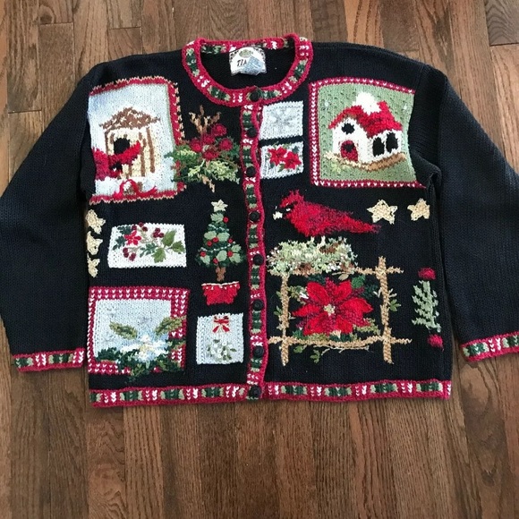 Tiara Sweaters - VTG Tiara INT. cotton Christmas knitted sweater